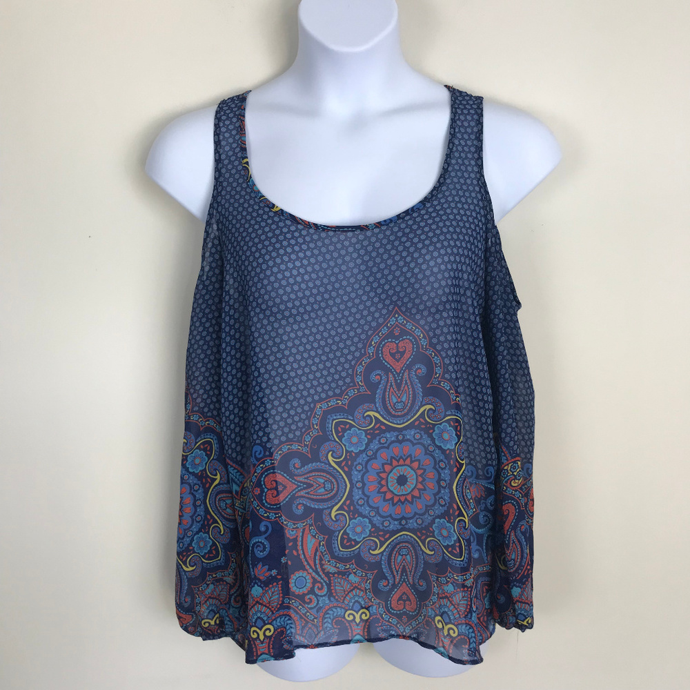 Charlee Sheer Blue Cold Shoulder Tunic Top